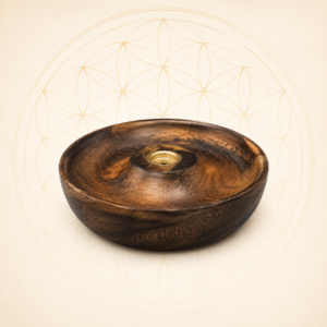 Plain wooden incense stick and cone burner disc handcrafted from natural wood