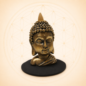 Bronze Buddha backflow incense burner with cascading smoke effect for backflow incense cones.
