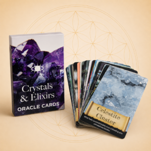 Crystals & Elixirs Oracle Cards deck with illustrated crystal guidance cards.