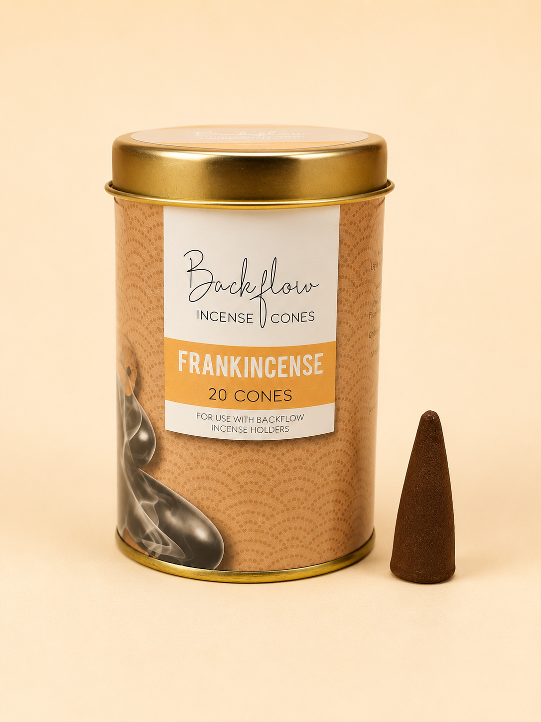 Elements Frankincense Jumbo Backflow Incense Cones with one incense cone.