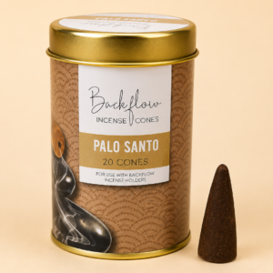 Elements Palo Santo Backflow Incense Cones with tin and jumbo incense cone